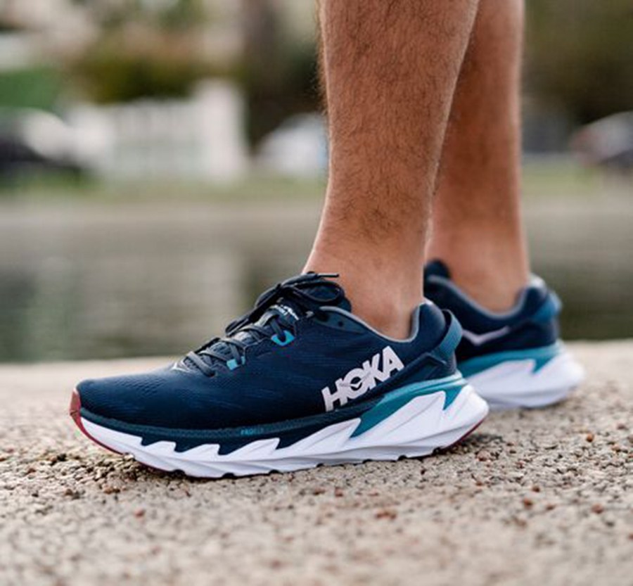 Hoka Australia One One Elevon 2 - Mens Running Shoes Navy/White - YKOHU-0721